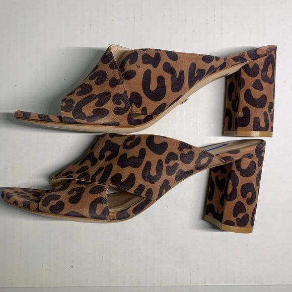 Stuart Weitzman Galene Cappuccino Cheetah Crisscross Heeled Sandal Size 10 - Picture 6 of 9